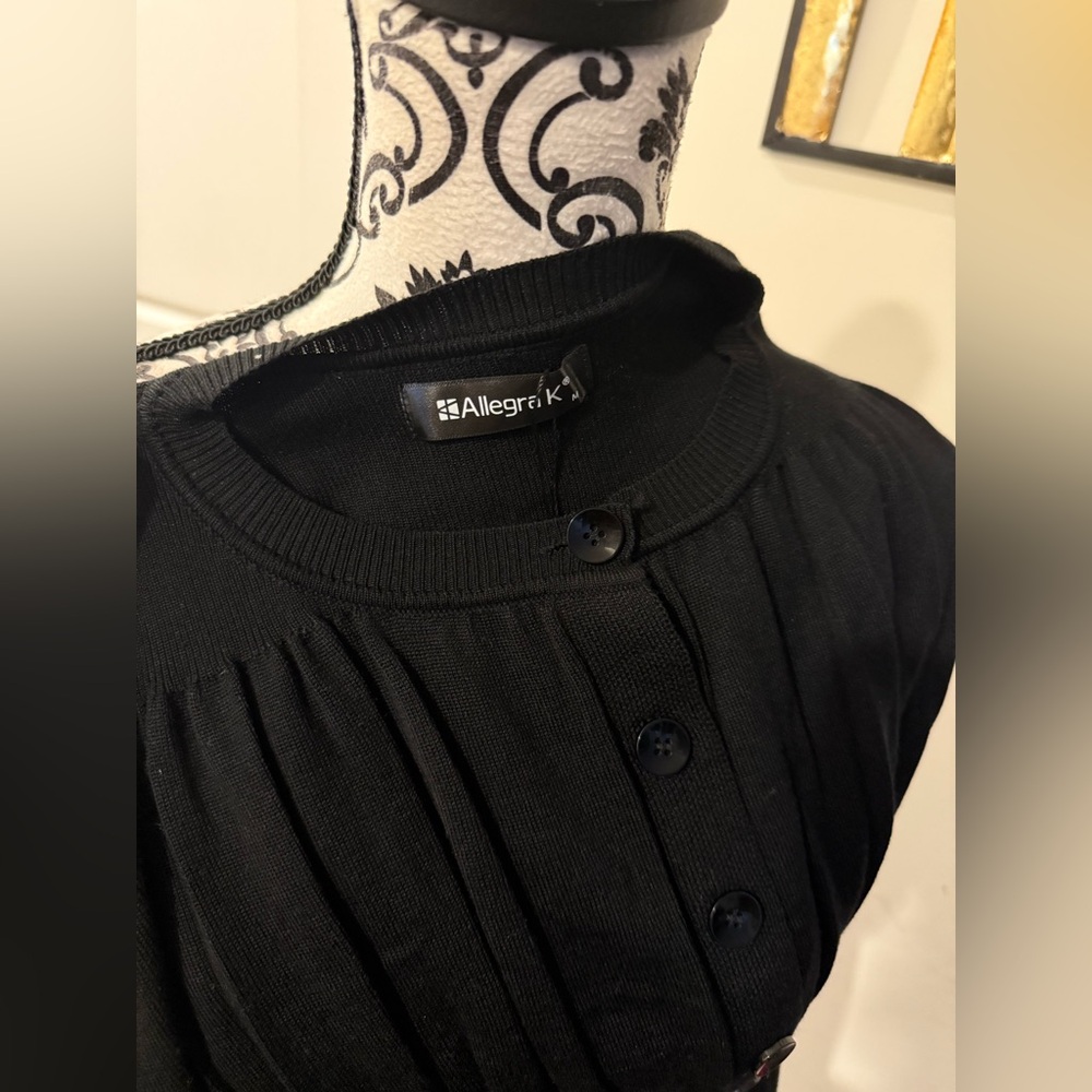 Allegra K Black Midi Ribbed Sweater Dress - Picture 7 of 7